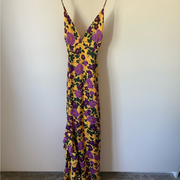Keepsake Floral Yellow and Purple Floral Women's Dress, size M - Picture 1 of 5